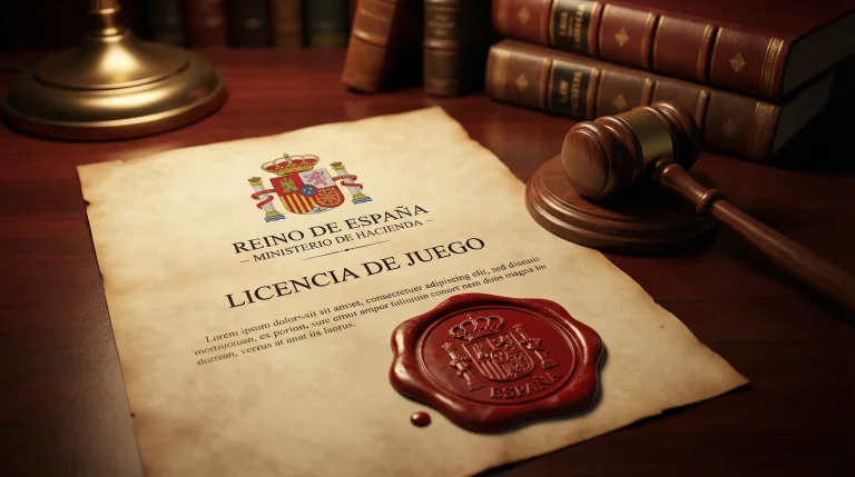 Documento oficial de licencia de apuestas con sello de la DGOJ sobre escritorio